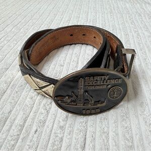 Vintage Brass Buckle and Western Belt
